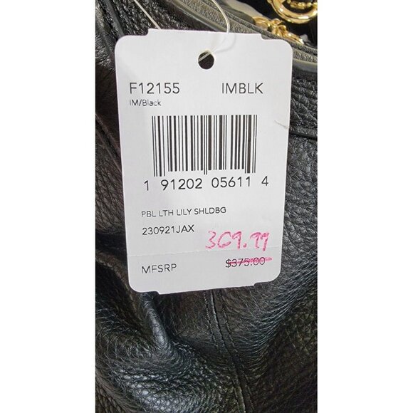 Coach Womens Black Pebbled Leather Lily Shoulder Bag Magnetic Snap Closure NWT - Picture 6 of 7